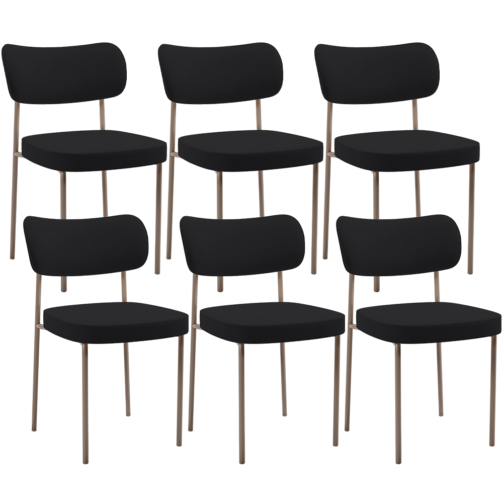 Kit 06 Cadeiras Estofadas Para Sala De Jantar Melina Base Arena L02 Suede Rosê - Lyam Decor