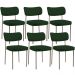 Kit 06 Cadeiras Estofadas Para Sala De Jantar Melina Base Arena L02 Suede Verde Musgo - Lyam Decor