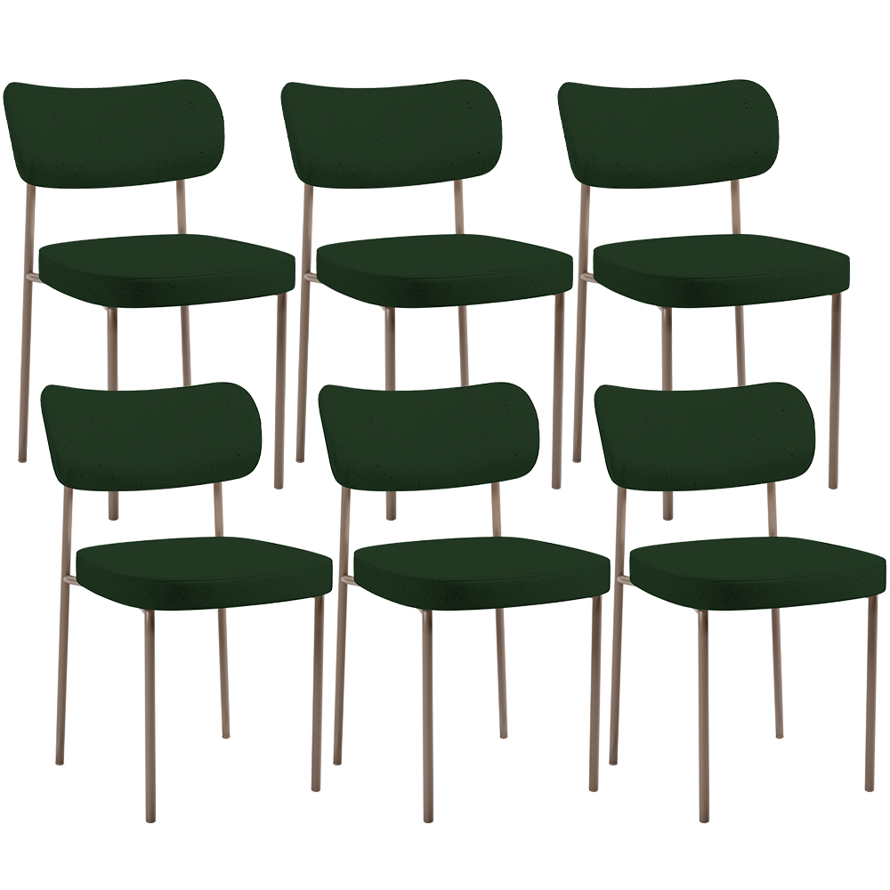 Kit 06 Cadeiras Estofadas Para Sala De Jantar Melina Base Arena L02 Suede Verde Musgo - Lyam Decor