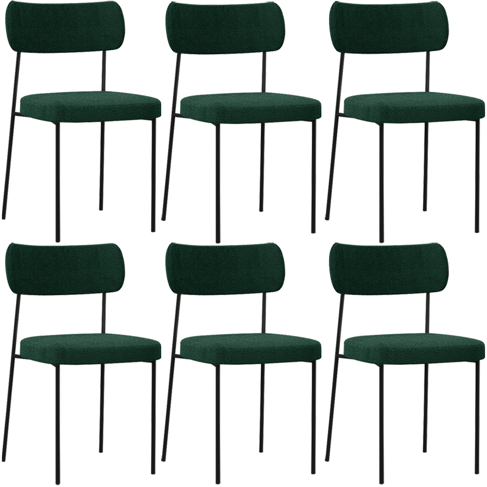 Kit 06 Cadeiras Estofadas Para Sala De Jantar Melina L02 Bouclê Verde - Lyam Decor