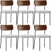 Kit 06 Cadeiras Estofadas Para Sala De Jantar Melina L02 Couríssimo Marrom Bouclê Cinza - Lyam Decor