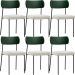 Kit 06 Cadeiras Estofadas Para Sala De Jantar Melina L02 Facto Verde Musgo Bouclê Creme - Lyam Decor