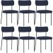 Kit 06 Cadeiras Estofadas Para Sala De Jantar Melina L02 Suede Azul Marinho - Lyam Decor