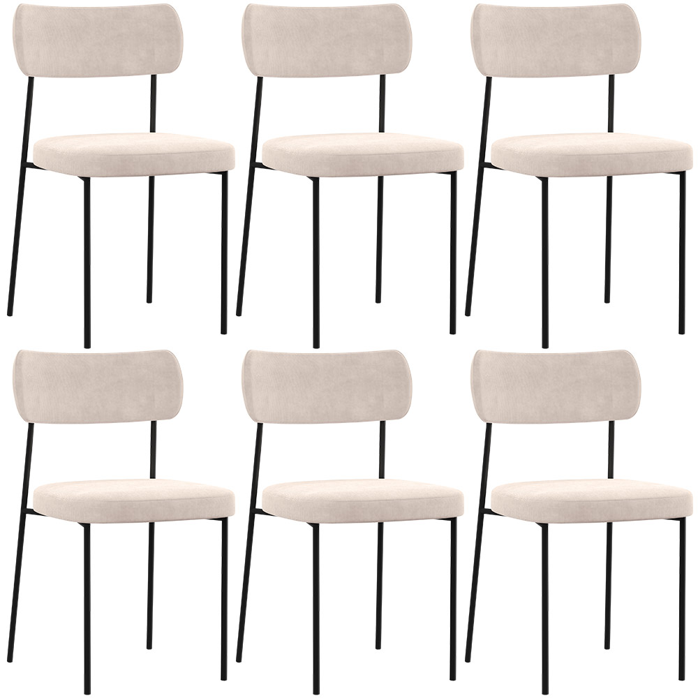 Kit 06 Cadeiras Estofadas Para Sala De Jantar Melina L02 Suede Bege - Lyam Decor