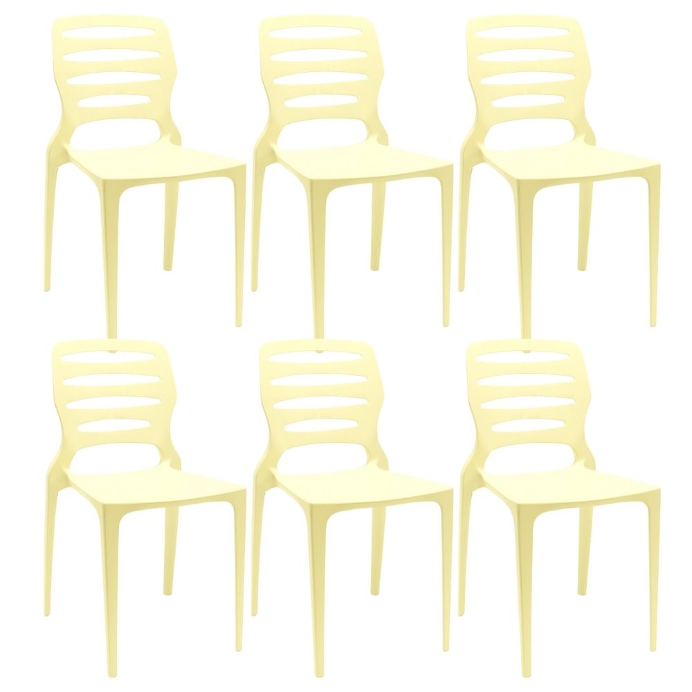 Kit 06 Cadeiras Para Cozinha Área Gourmet Jardim Empilhável Larsen P03 Amarelo - Lyam Decor