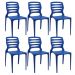 Kit 06 Cadeiras Para Cozinha Área Gourmet Jardim Empilhável Larsen P03 Azul - Lyam Decor