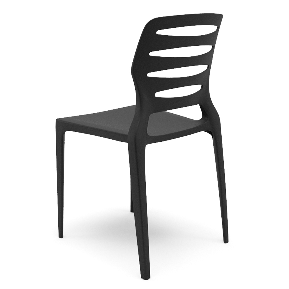 Kit 06 Cadeiras Para Cozinha Área Gourmet Jardim Empilhável Larsen P03 Preto - Lyam Decor