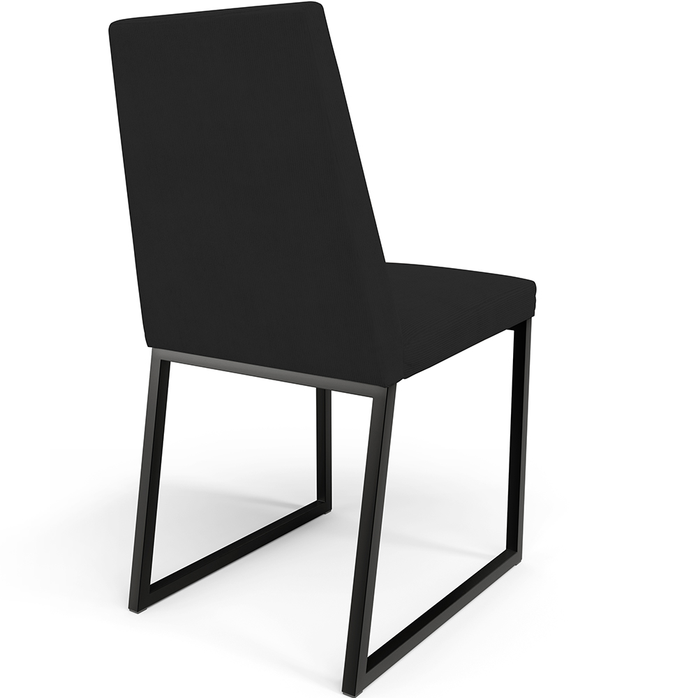 Kit 06 Cadeiras Para Sala De Jantar Base Aço Industrial Preto Dafne L02 Suede Preto - Lyam Decor