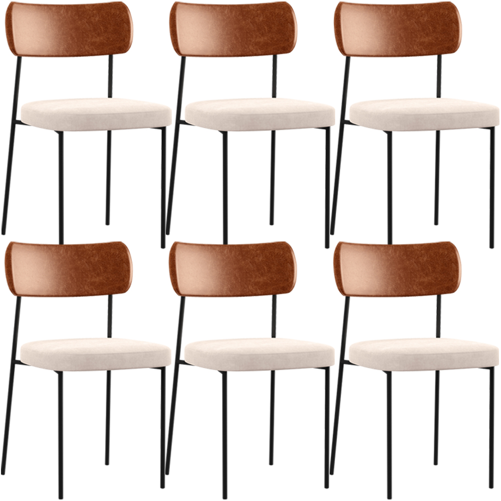 Kit 06 Cadeiras Para Sala De Jantar Melina L02 Couríssimo Camel Suede Bege - Lyam Decor