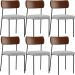 Kit 06 Cadeiras Para Sala De Jantar Melina L02 Couríssimo Marrom Linho Cinza - Lyam Decor
