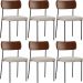Kit 06 Cadeiras Para Sala De Jantar Melina L02 Couríssimo Marrom Linho Cru - Lyam Decor