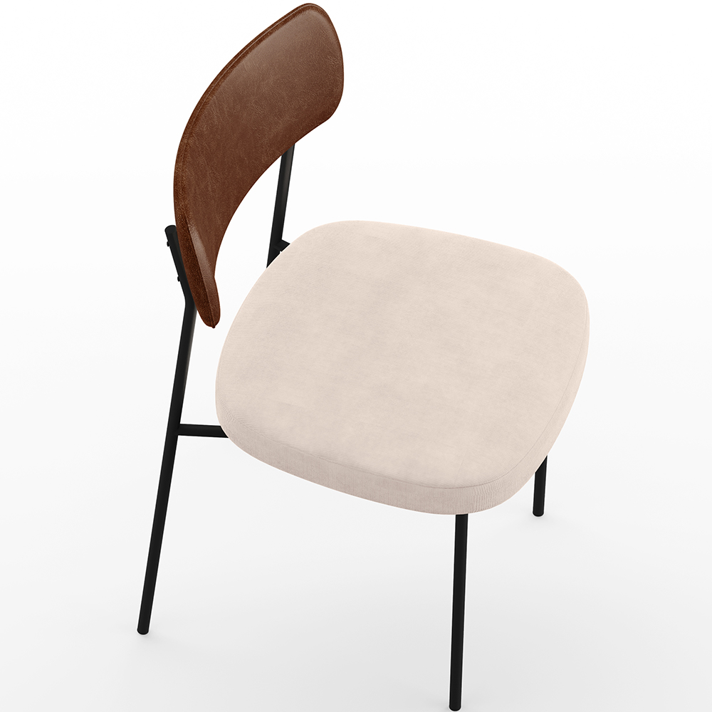 Kit 06 Cadeiras Para Sala De Jantar Melina L02 Couríssimo Marrom Suede Bege - Lyam Decor