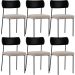 Kit 06 Cadeiras Para Sala De Jantar Melina L02 Couríssimo Preto Linho Bege - Lyam Decor