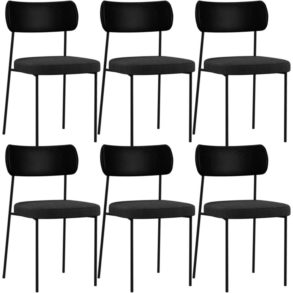 Kit 06 Cadeiras Para Sala De Jantar Melina L02 Couríssimo Preto Linho Chumbo - Lyam Decor
