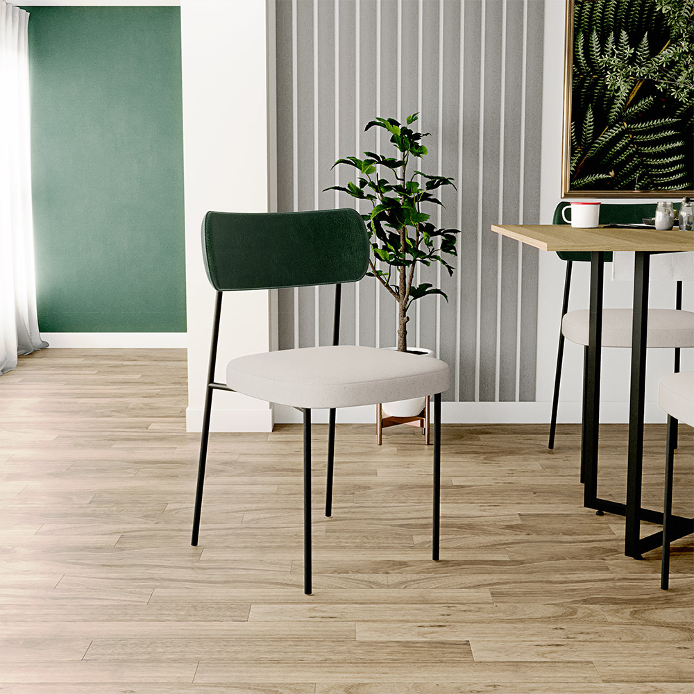 Kit 06 Cadeiras Para Sala De Jantar Melina L02 Facto Verde Musgo Linho Cru - Lyam Decor