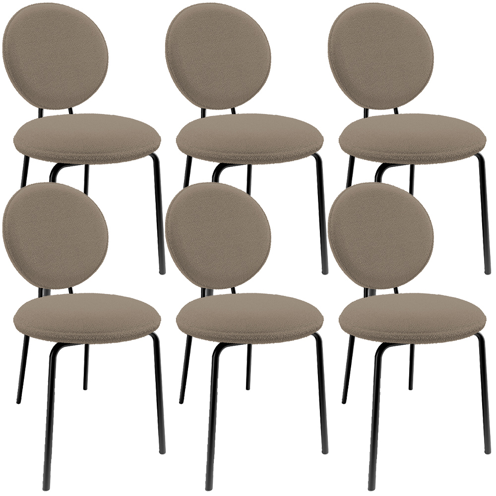 Kit 06 Cadeiras Para Sala de Jantar Cozinha Évora L02 Bouclê Bege - Lyam
