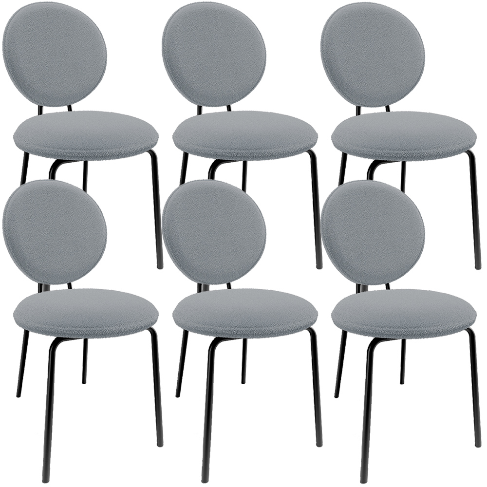 Kit 06 Cadeiras Para Sala de Jantar Cozinha Évora L02 Bouclê Cinza - Lyam