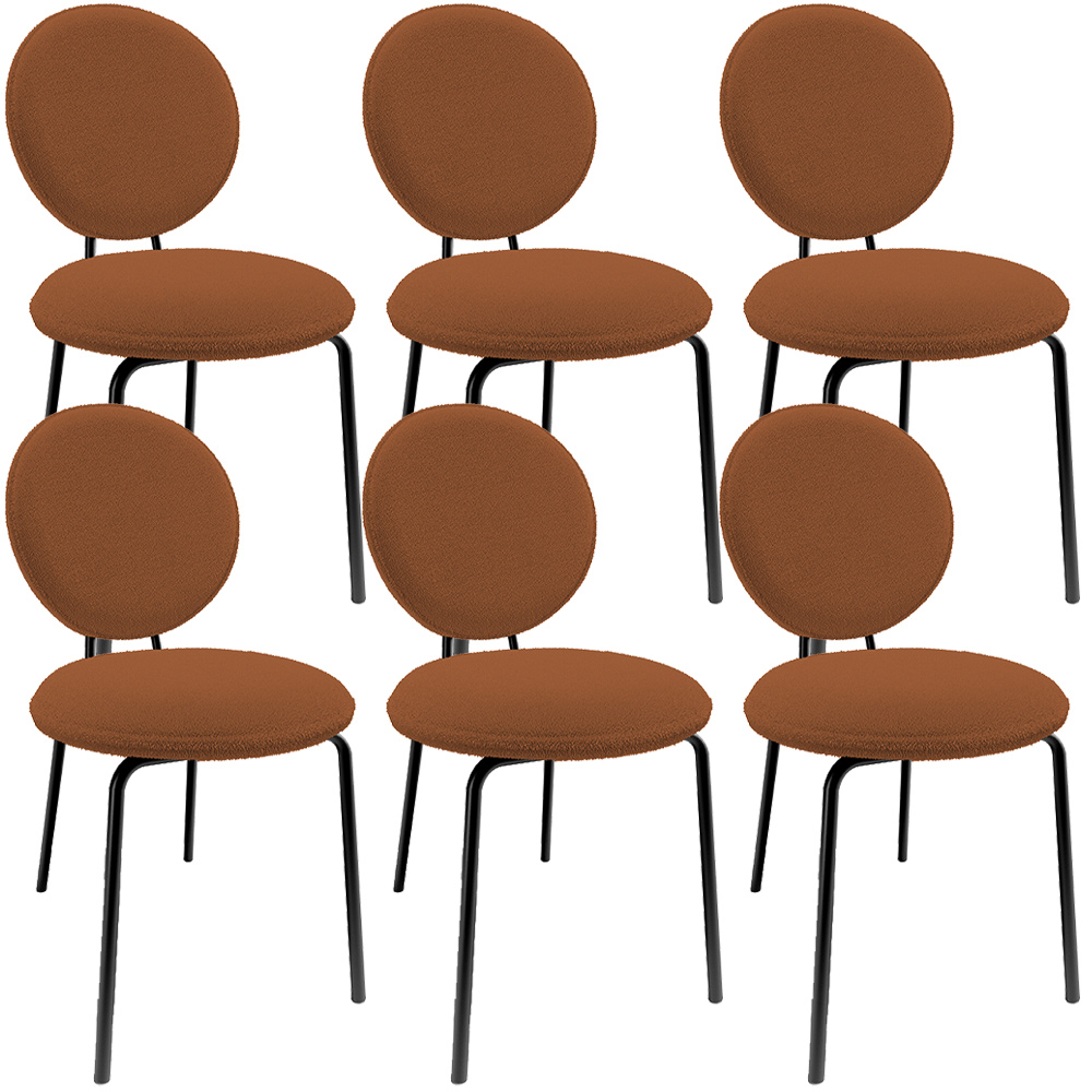 Kit 06 Cadeiras Para Sala de Jantar Cozinha Évora L02 Bouclê Terracota - Lyam