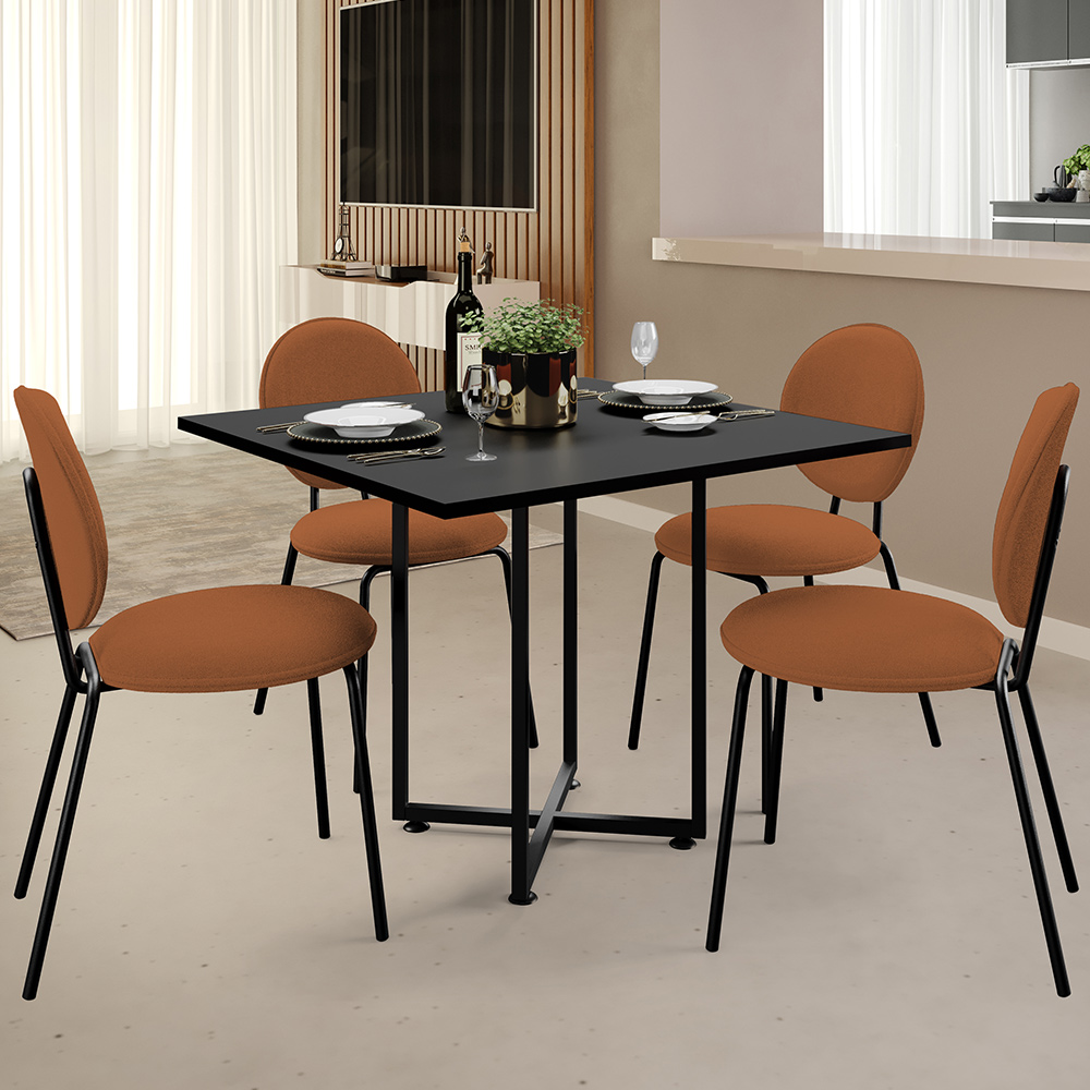 Kit 06 Cadeiras Para Sala de Jantar Cozinha Évora L02 Bouclê Terracota - Lyam