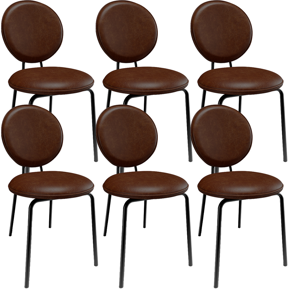 Kit 06 Cadeiras Para Sala de Jantar Cozinha Évora L02 Couríssimo Marrom - Lyam