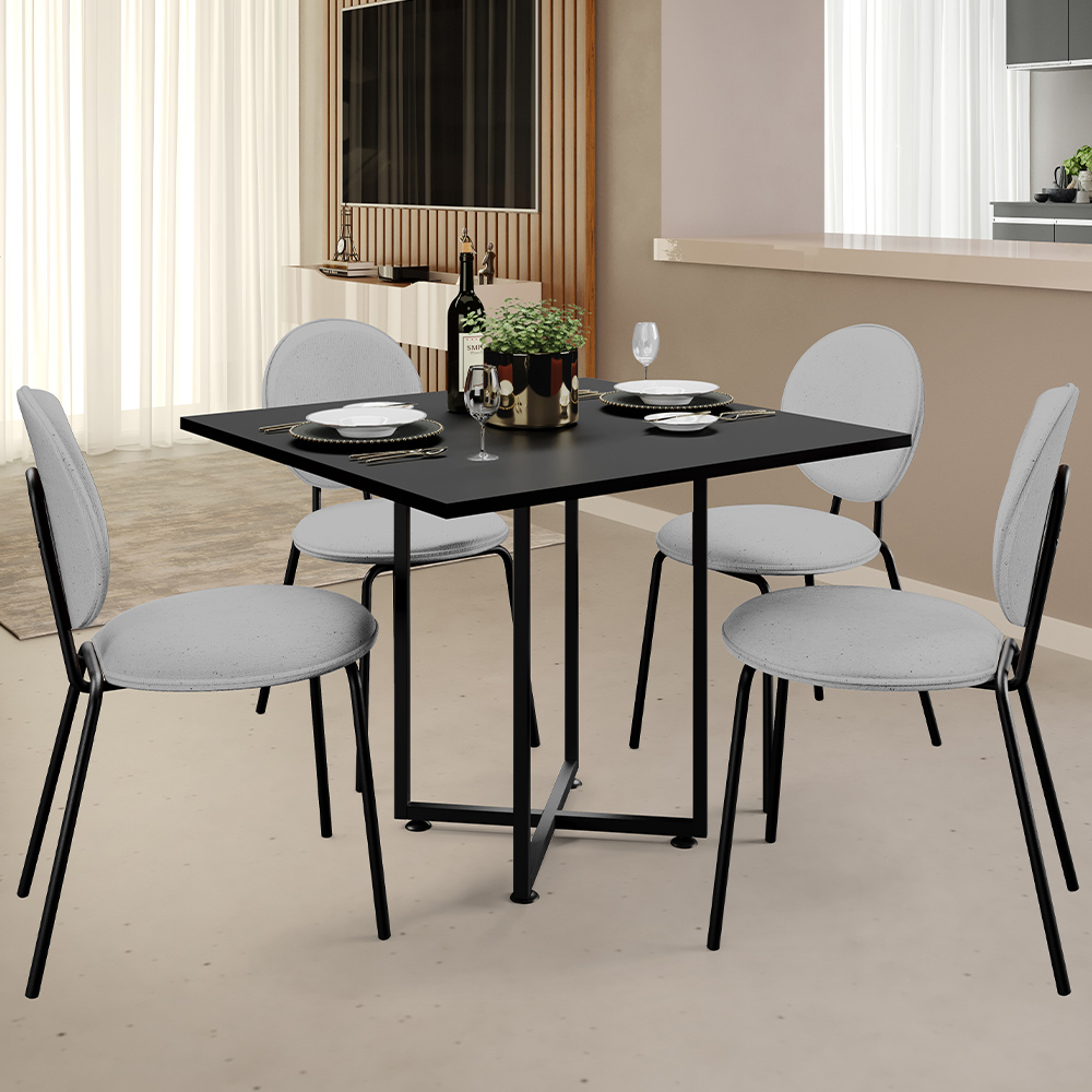 Kit 06 Cadeiras Para Sala de Jantar Cozinha Évora L02 Linho Cinza - Lyam