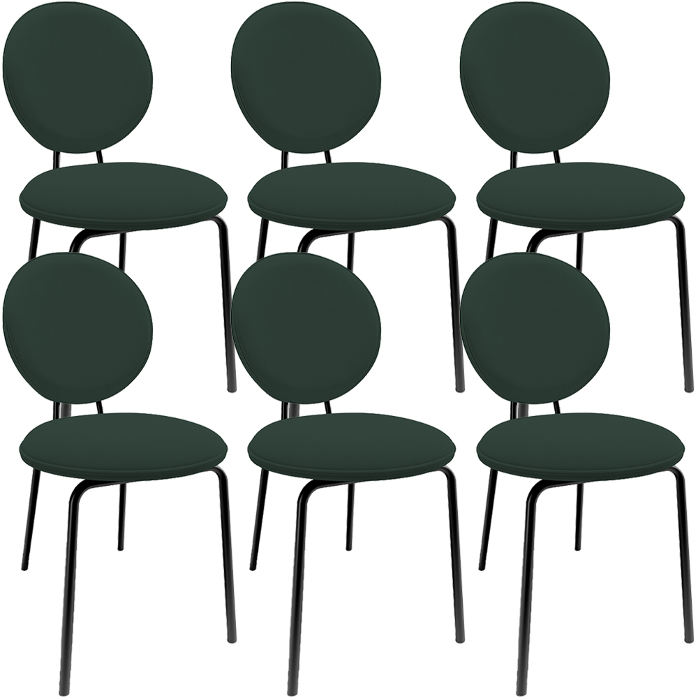 Kit 06 Cadeiras Para Sala de Jantar Cozinha Évora L02 Suede Verde Musgo - Lyam