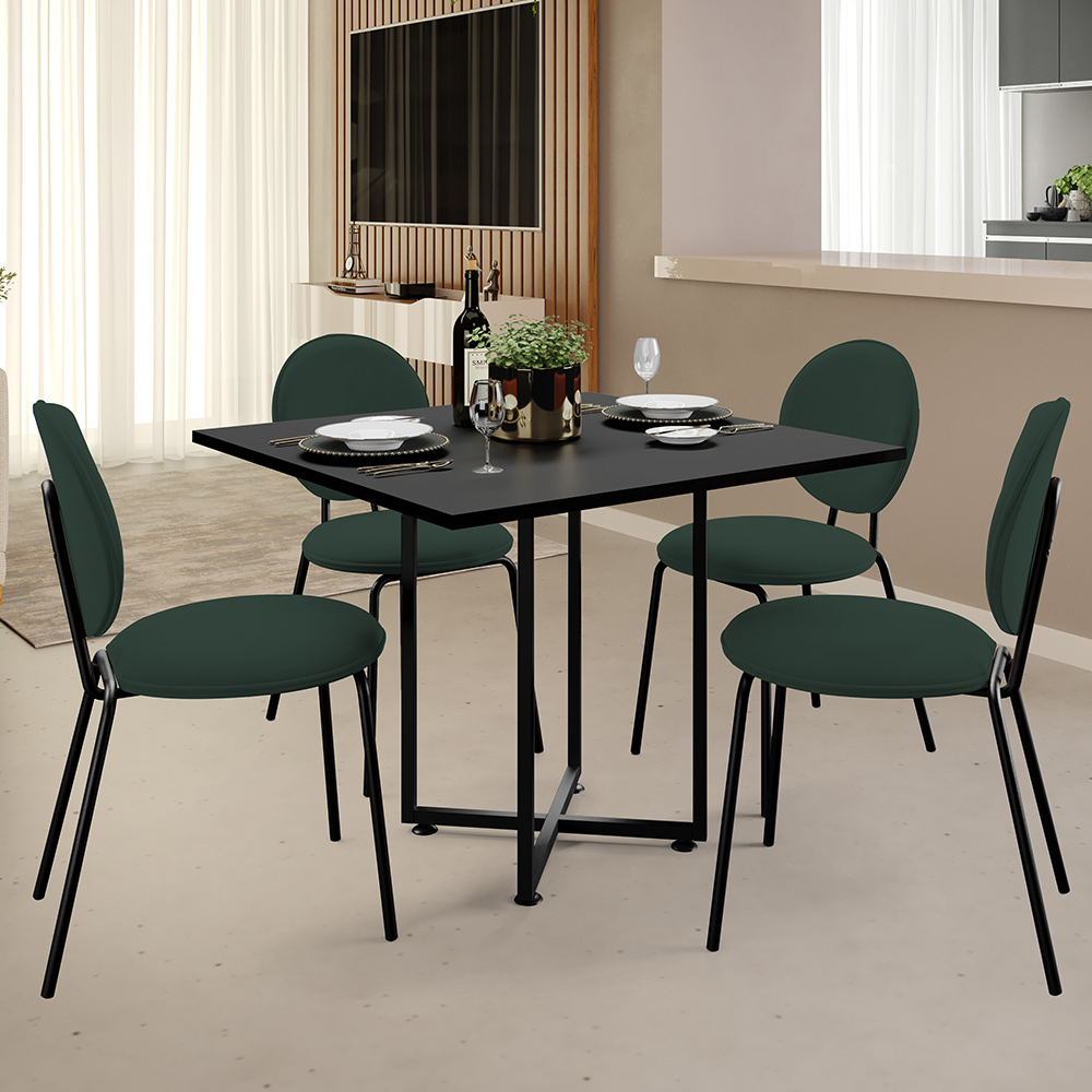 Kit 06 Cadeiras Para Sala de Jantar Cozinha Évora L02 Suede Verde Musgo - Lyam