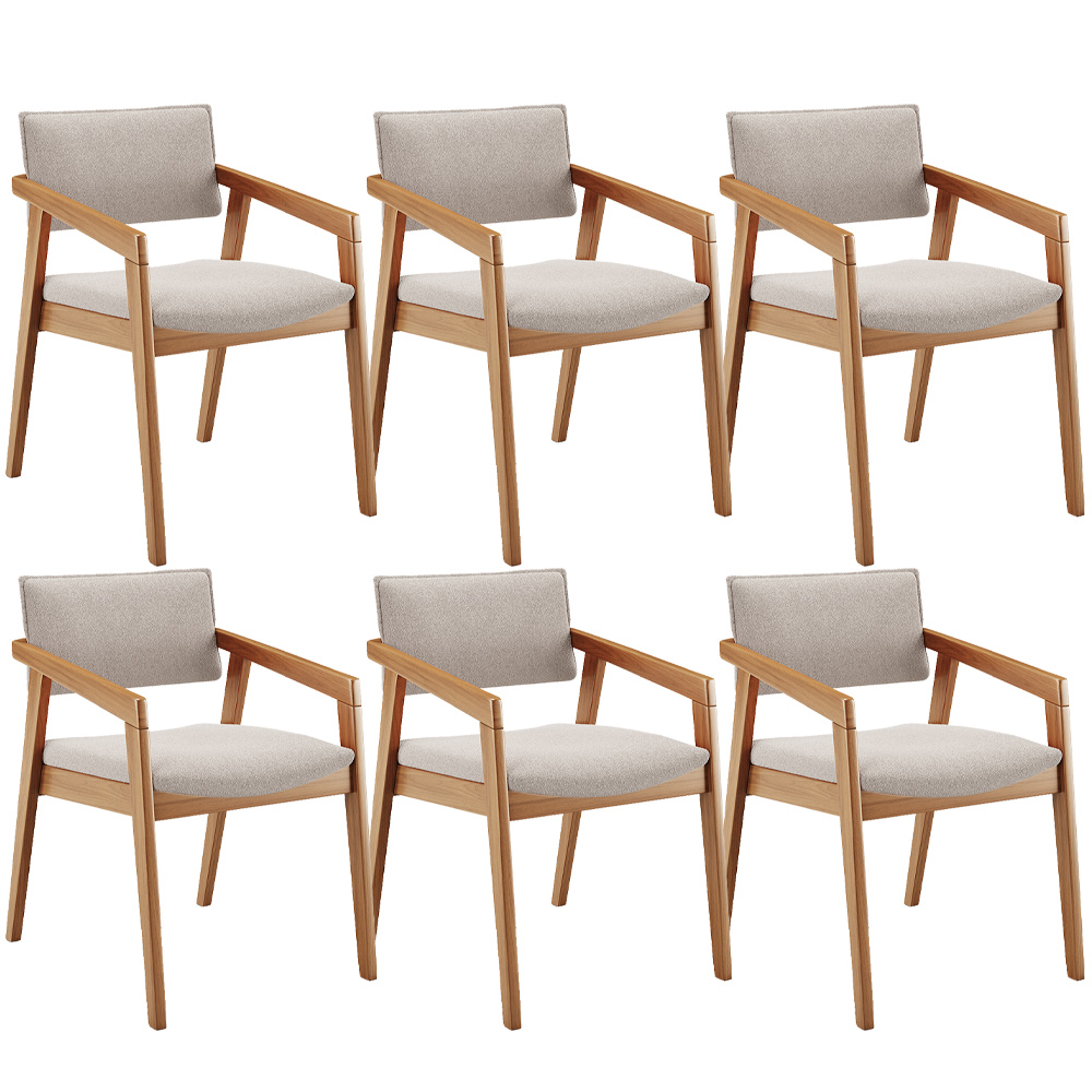 Kit 06 Cadeiras Para Sala de Jantar Estar Living Giorgia L02 Bouclê Creme - Lyam Decor