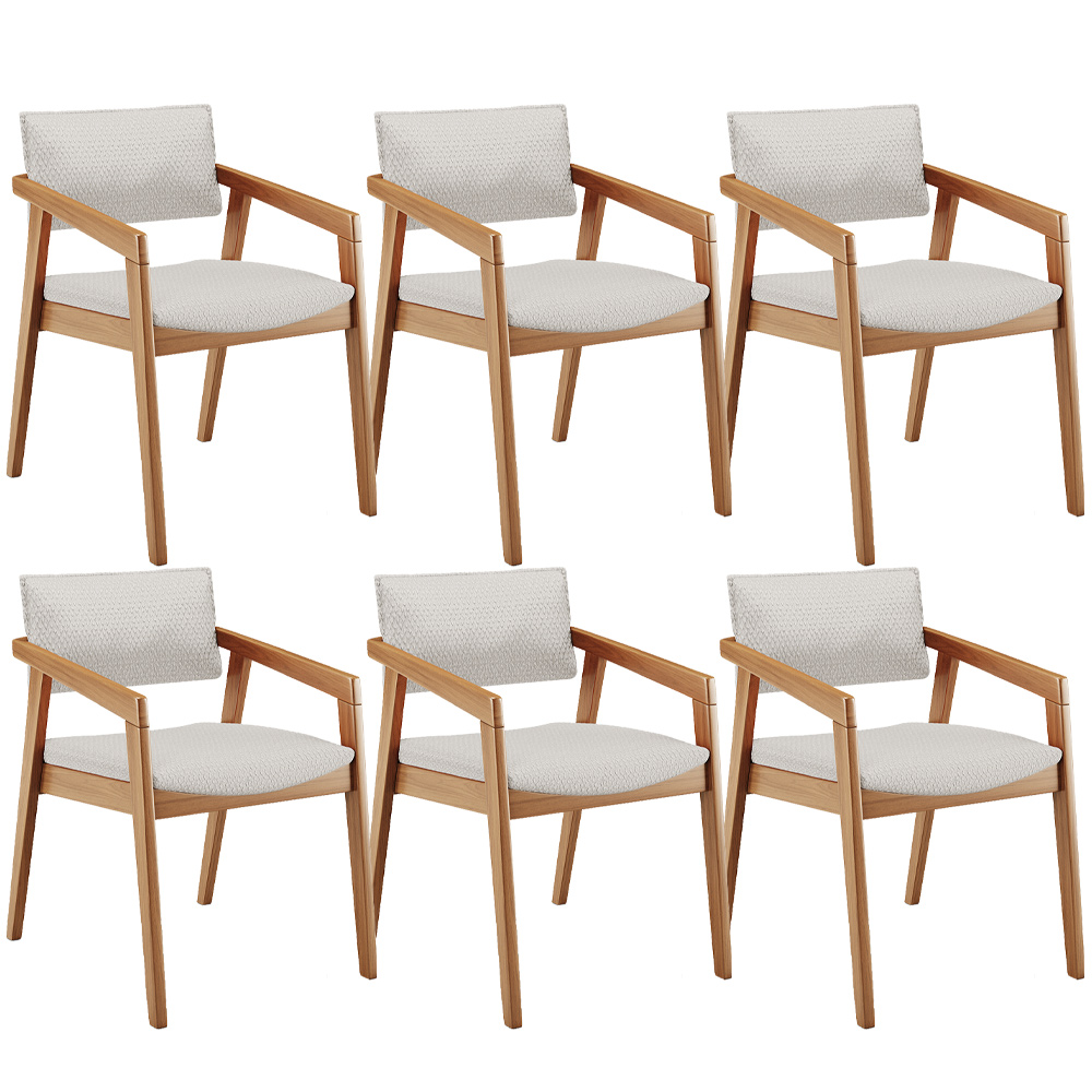 Kit 06 Cadeiras Para Sala de Jantar Estar Living Giorgia L02 Bouclê Cru - Lyam Decor