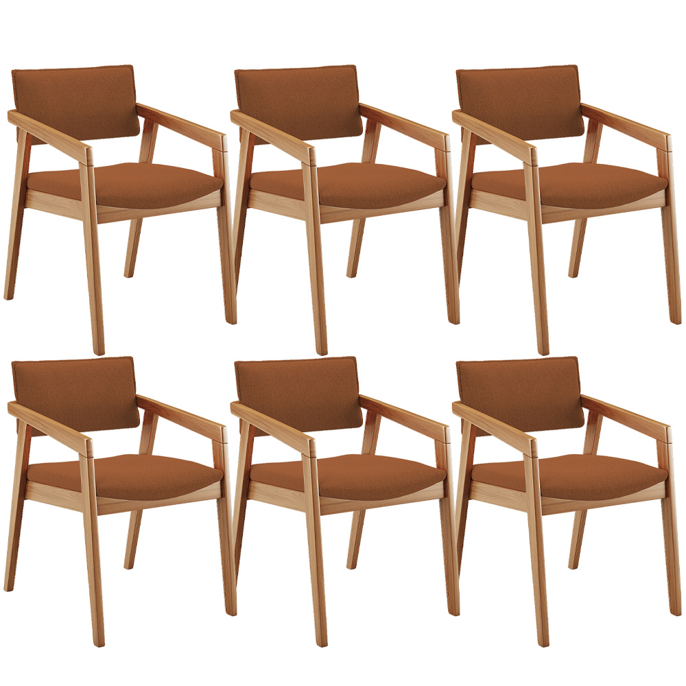 Kit 06 Cadeiras Para Sala de Jantar Estar Living Giorgia L02 Bouclê Terracota - Lyam Decor