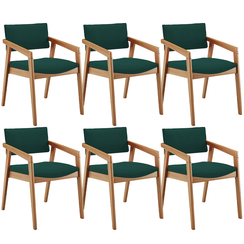 Kit 06 Cadeiras Para Sala de Jantar Estar Living Giorgia L02 Bouclê Verde - Lyam Decor
