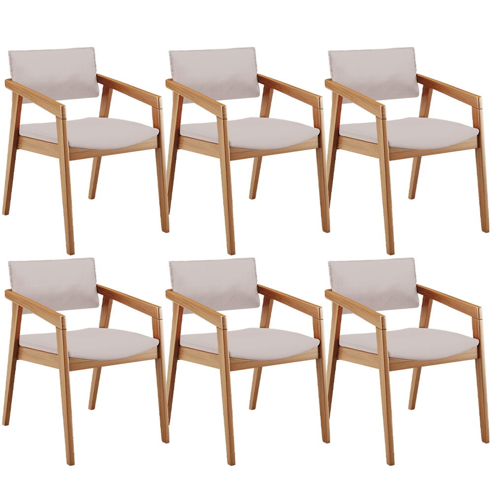 Kit 06 Cadeiras Para Sala de Jantar Estar Living Giorgia L02 Linho Bege - Lyam Decor