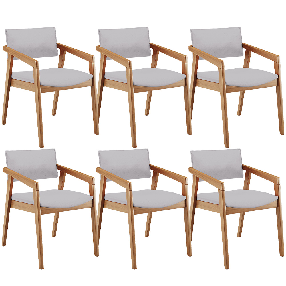 Kit 06 Cadeiras Para Sala de Jantar Estar Living Giorgia L02 Linho Cinza - Lyam Decor