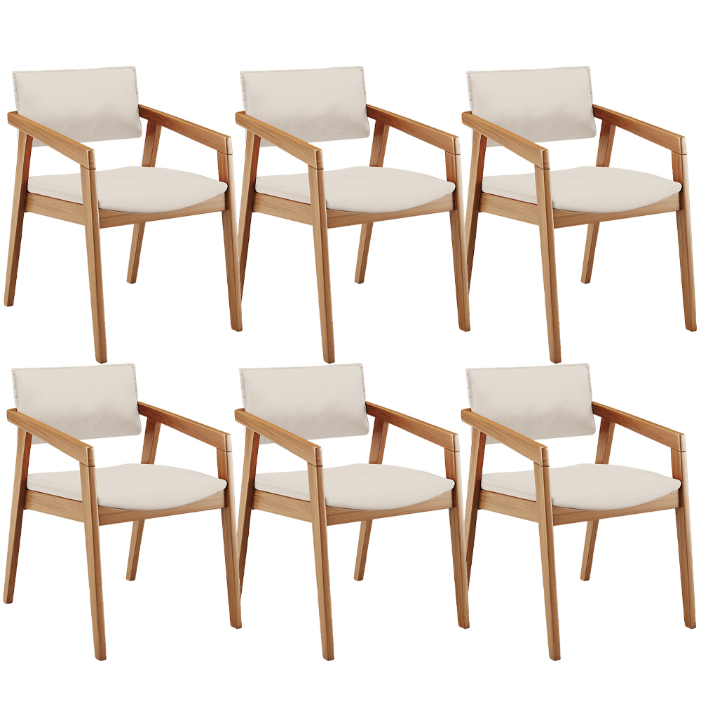 Kit 06 Cadeiras Para Sala de Jantar Estar Living Giorgia L02 Linho Cru - Lyam Decor