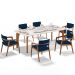 Kit 06 Cadeiras Para Sala de Jantar Estar Living Giorgia L02 Suede Azul Marinho - Lyam Decor
