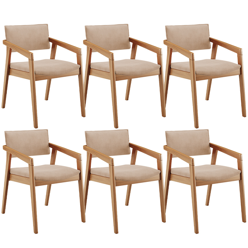 Kit 06 Cadeiras Para Sala de Jantar Estar Living Giorgia L02 Suede Bege - Lyam Decor