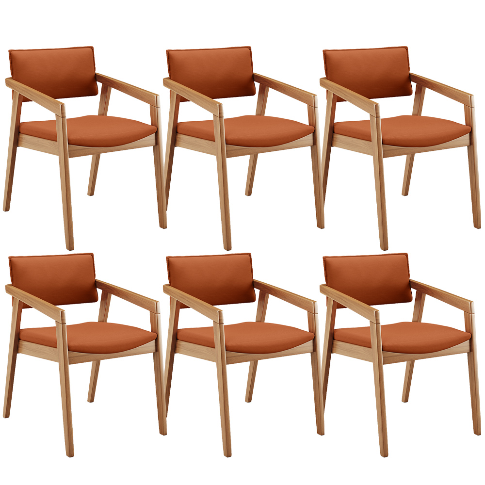 Kit 06 Cadeiras Para Sala de Jantar Estar Living Giorgia L02 Tecido Terracota - Lyam Decor