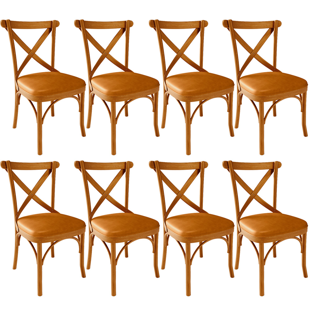 Kit 06 Cadeiras Para Sala de Jantar e Estar Living Estofada Ávila L02 Couríssimo Whisky - Lyam