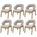 Kit 06 Cadeiras de Jantar e Estar Living Estofada Lince L02 Bouclê Bege - Lyam Decor
