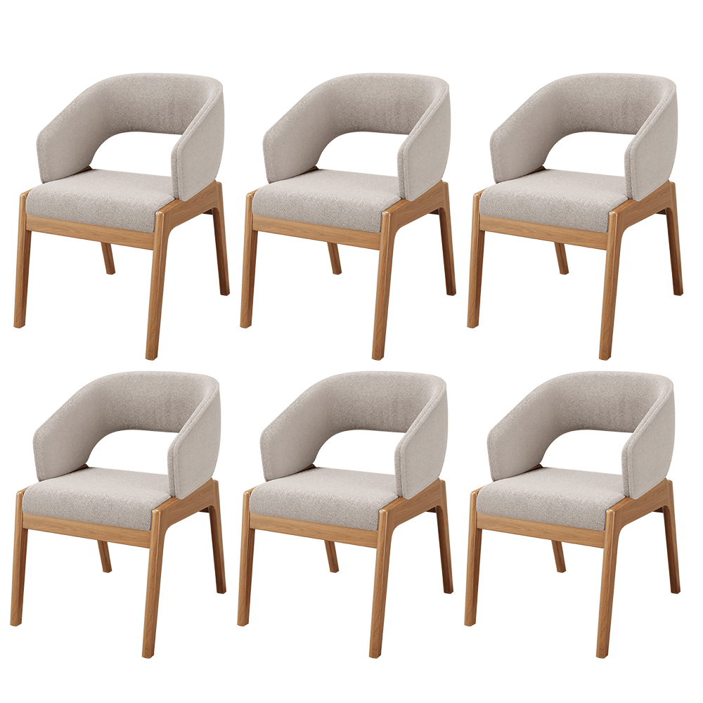 Kit 06 Cadeiras de Jantar e Estar Living Estofada Lince L02 Bouclê Bege - Lyam Decor