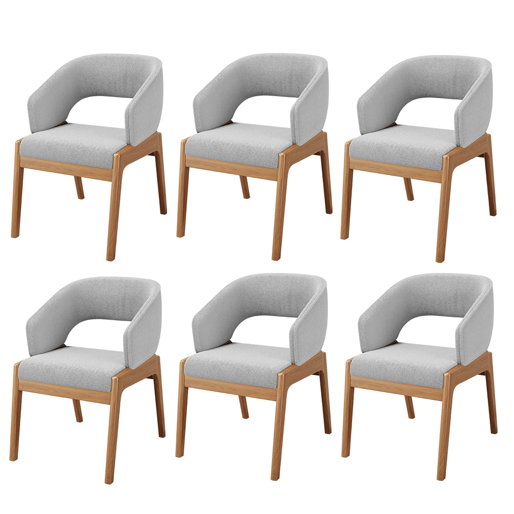 Kit 06 Cadeiras de Jantar e Estar Living Estofada Lince L02 Bouclê Cinza - Lyam Decor
