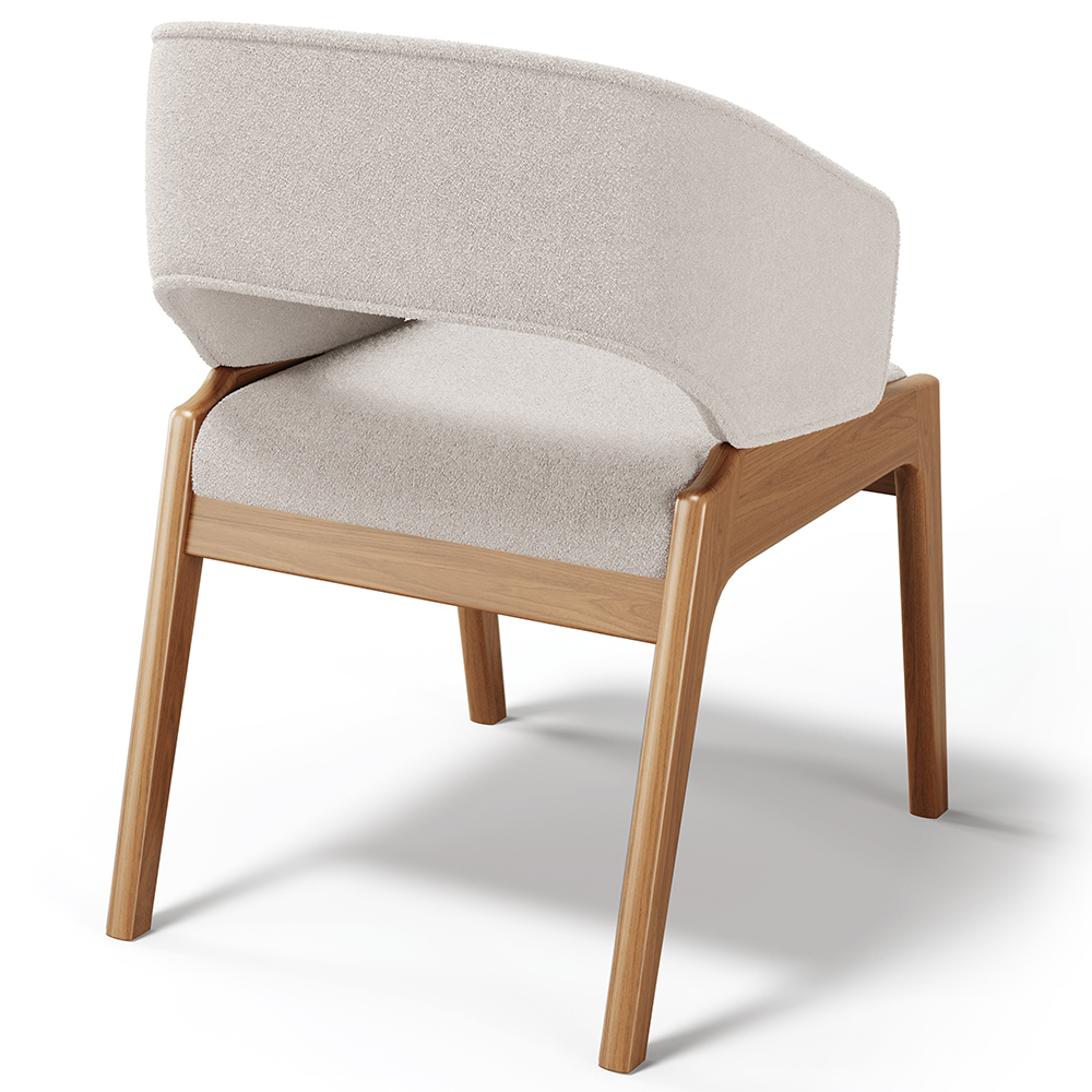 Kit 06 Cadeiras de Jantar e Estar Living Estofada Lince L02 Bouclê Cru - Lyam Decor