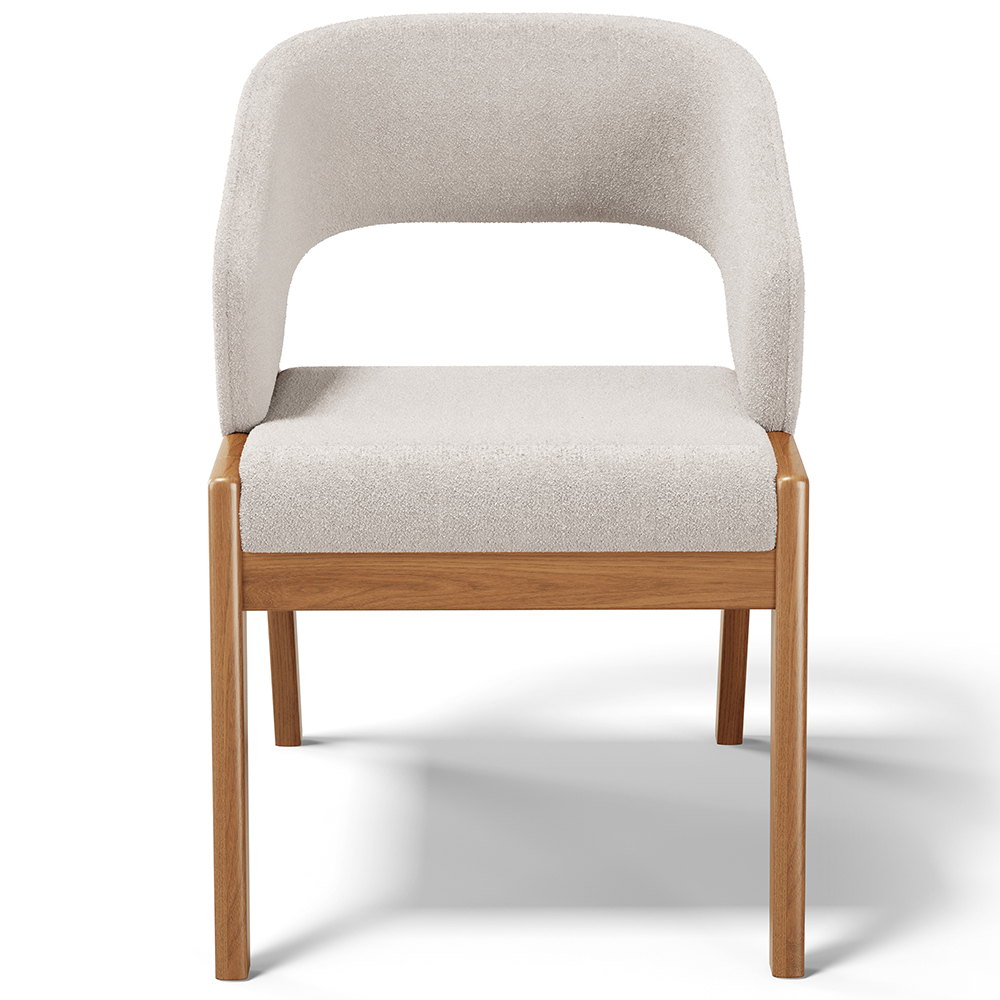 Kit 06 Cadeiras de Jantar e Estar Living Estofada Lince L02 Bouclê Cru - Lyam Decor