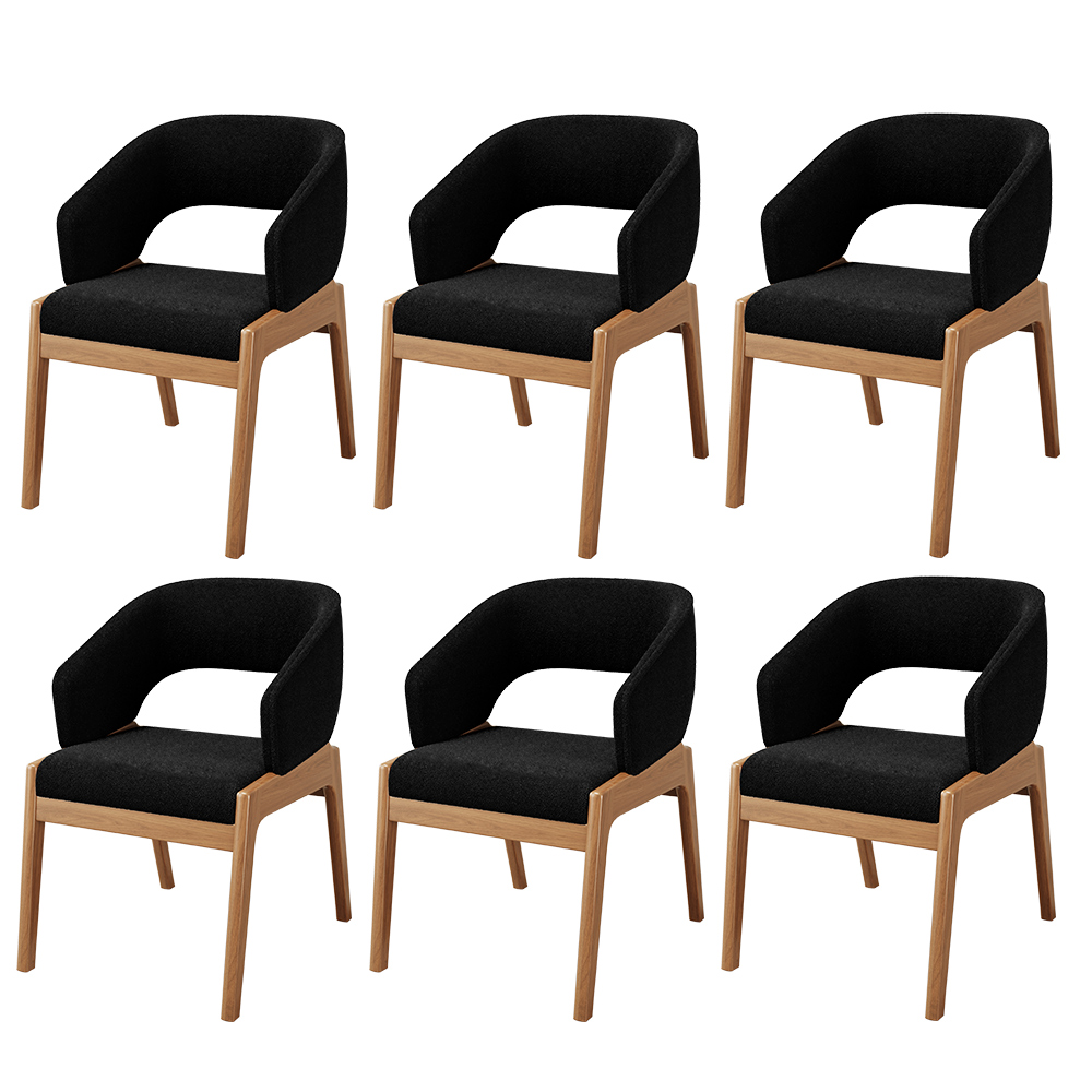 Kit 06 Cadeiras de Jantar e Estar Living Estofada Lince L02 Bouclê Preto - Lyam Decor