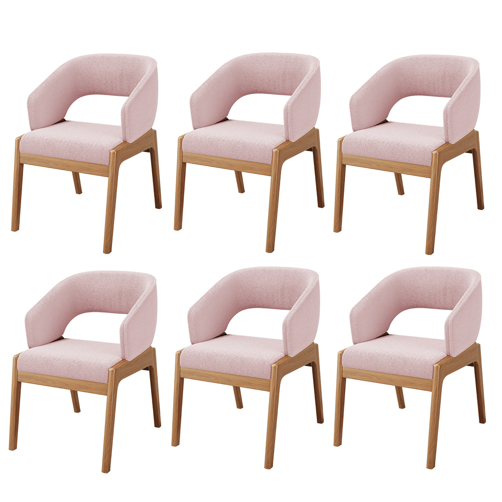 Kit 06 Cadeiras de Jantar e Estar Living Estofada Lince L02 Bouclê Rosê - Lyam Decor