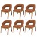 Kit 06 Cadeiras de Jantar e Estar Living Estofada Lince L02 Bouclê Terracota - Lyam Decor
