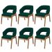 Kit 06 Cadeiras de Jantar e Estar Living Estofada Lince L02 Bouclê Verde - Lyam Decor