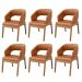 Kit 06 Cadeiras de Jantar e Estar Living Estofada Lince L02 Couríssimo Camel - Lyam Decor