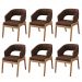 Kit 06 Cadeiras de Jantar e Estar Living Estofada Lince L02 Couríssimo Marrom - Lyam Decor