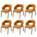 Kit 06 Cadeiras de Jantar e Estar Living Estofada Lince L02 Couríssimo Whisky - Lyam Decor